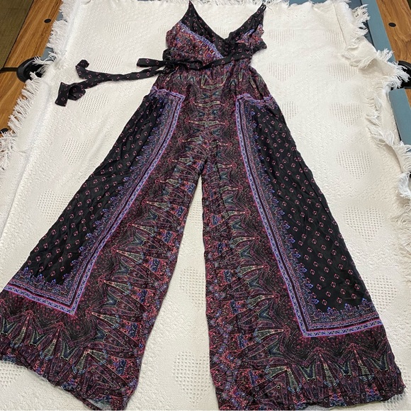 Free People Pants - Free People Wrap Effect Printed Jumpsuit (4)